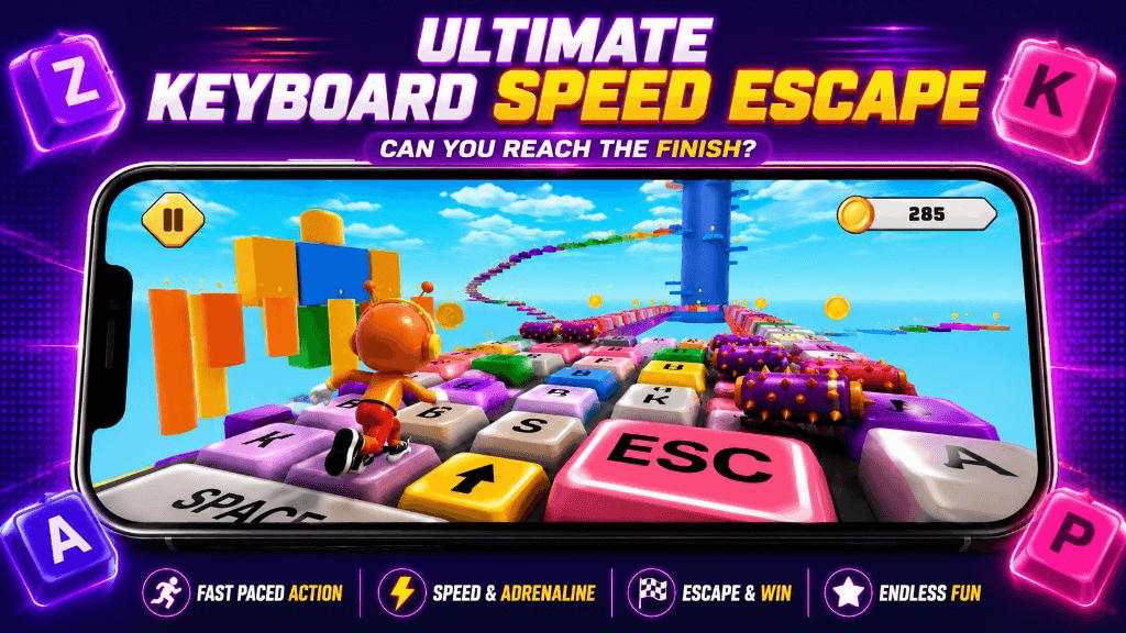 Ultimate Keyboard Speed Escape — can you reach the finish?